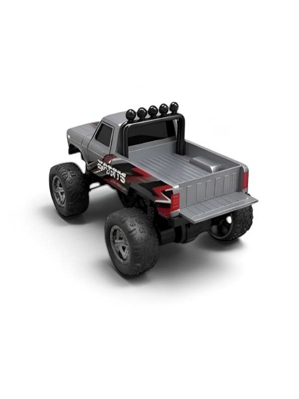 RC Monster Truck with Detachable Camper Caravan Trailer 1:64 Scale Grey with Acrylic Display Case MD571.