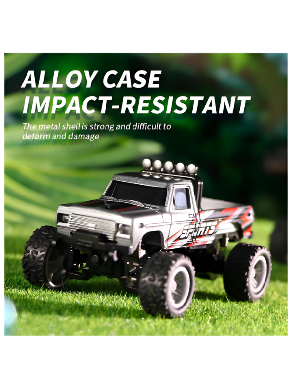 RC Monster Truck with Detachable Camper Caravan Trailer 1:64 Scale Grey with Acrylic Display Case MD571.