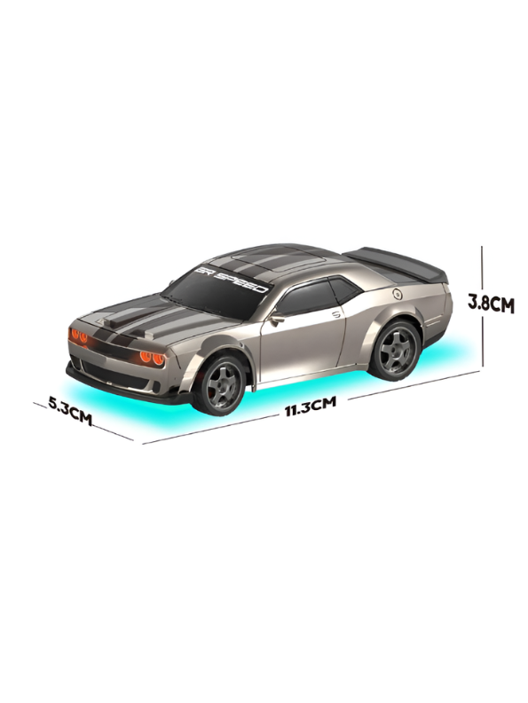 Mini RC Mustang Drift Car Set Scale 1:43 with Barricades Grey MD603.