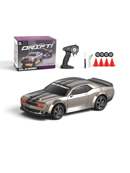 Mini RC Mustang Drift Car Set Scale 1:43 with Barricades Grey MD603.