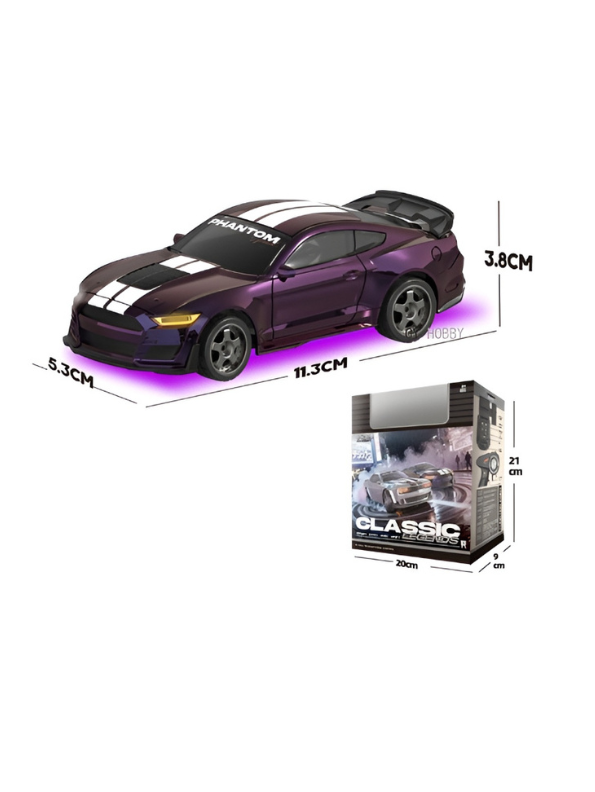 Mini RC Mustang Drift Car Set Scale 1:43 with Barricades Grey MD603.