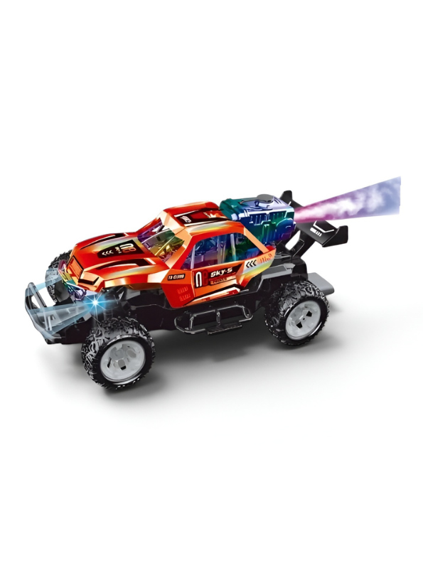 RC Spray Stunt Buggy – 1:18 Scale All-Terrain Remote Control Climbing Truck with LED Lights, Exhaust Mist Effect & USB Rechargeable Battery LMI16891