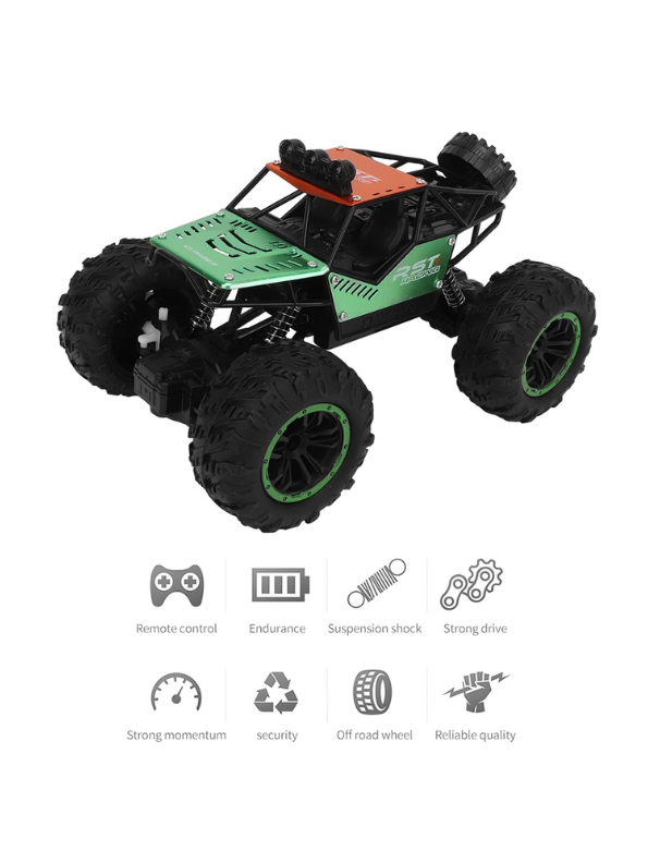 RC Rock Crawler 4WD Off-Road Monster Truck 1:18 Scale Metallic Green.