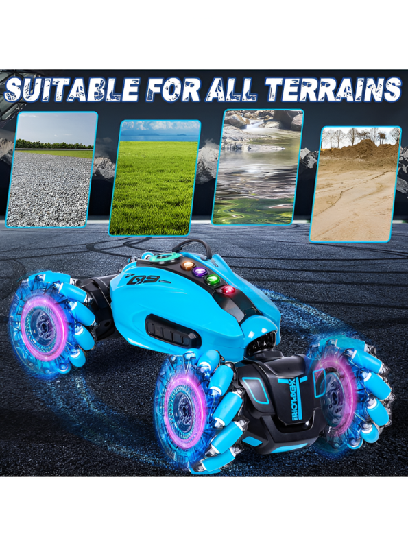 RC Stunt Car with Gesture Control & Water Spray – Blue TV1045.