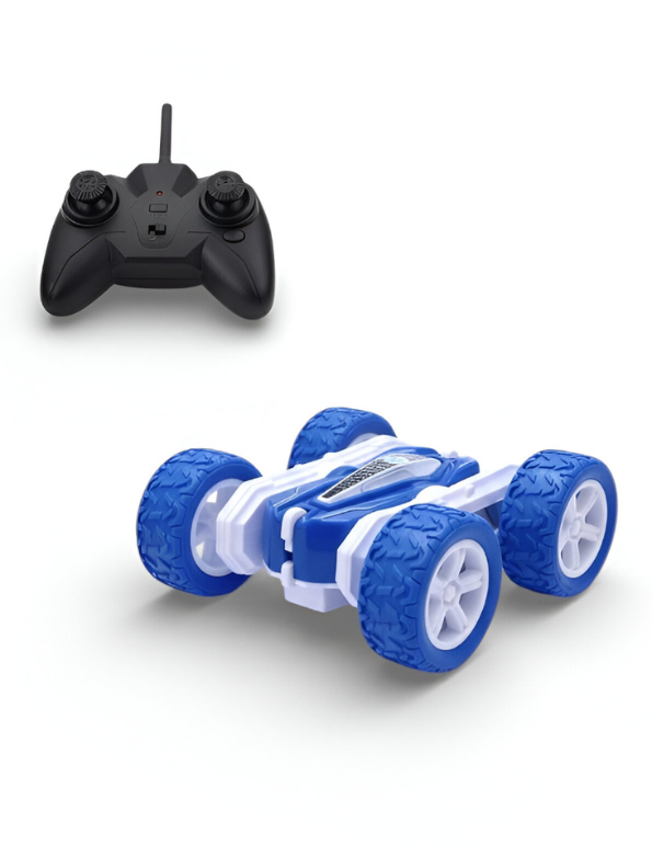 Remote Control Stunt Car for Kids - 360° Rotating Double-Sided Flip RC Crawler, Blue
