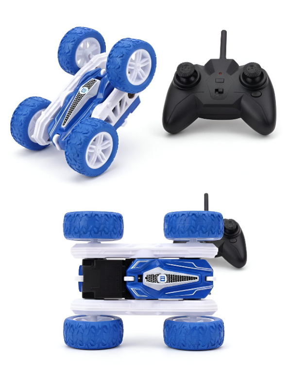 Remote Control Stunt Car for Kids - 360° Rotating Double-Sided Flip RC Crawler, Blue