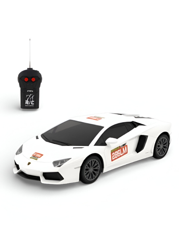Speedy Lambo White Remote Control Car - 1:24 Scale RC Sports Car for Kids, 27MHz Full Function Electric Toy Racing Car, Birthday Gift for Boys and Girls Ages 4+ LMI15720
