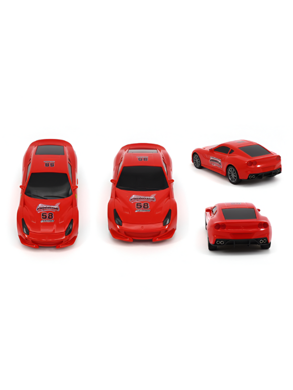 FERI 12 Remote Control Racing Car for Kids – 27MHz Red Sports Car Toy with Full Function Radio Control – Fast Street Racing RC Car Gift for Boys and Girls Ages 4+ LMI15805