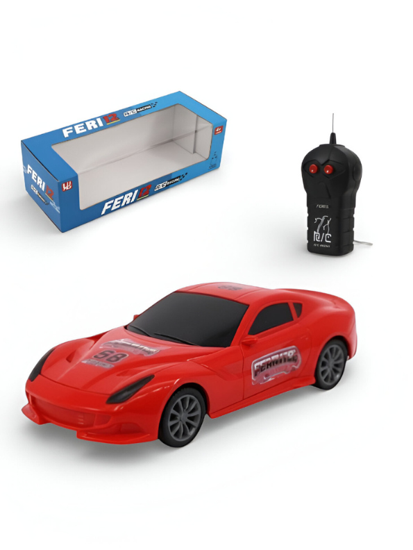 FERI 12 Remote Control Racing Car for Kids – 27MHz Red Sports Car Toy with Full Function Radio Control – Fast Street Racing RC Car Gift for Boys and Girls Ages 4+ LMI15805