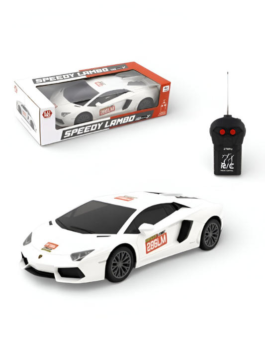 Speedy Lambo White Remote Control Car - 1:24 Scale RC Sports Car for Kids, 27MHz Full Function Electric Toy Racing Car, Birthday Gift for Boys and Girls Ages 4+ LMI15720