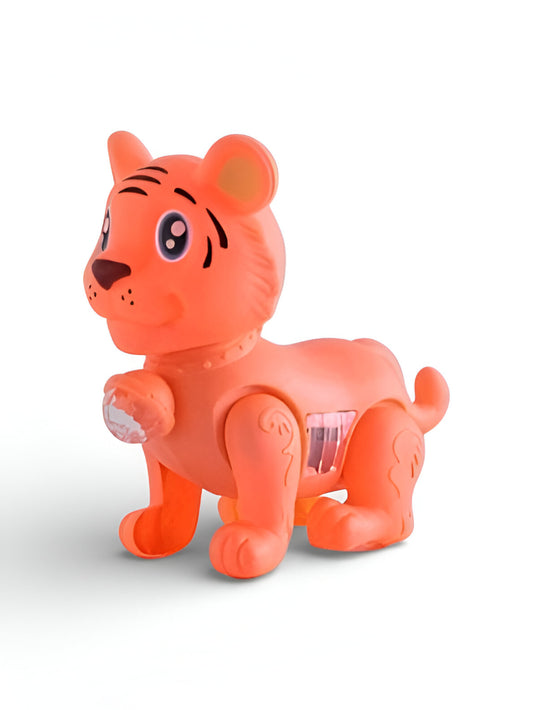 Battery Operated Walking Tiger Toy with Music and LED Lights - Interactive Robotic Animal Toy for Toddlers, 360 Degree Rotation and Realistic Sound - Orange Tiger Figure for Kids 3+ LMI10700
