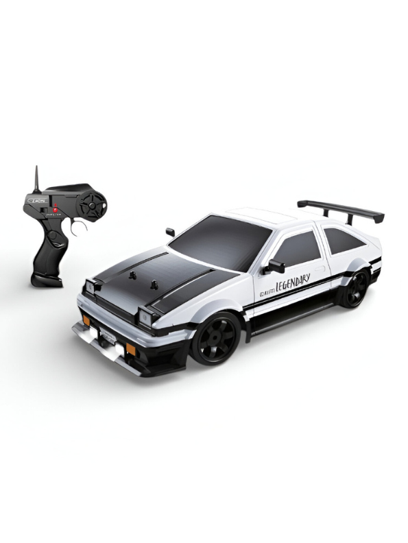 1:16 Scale RC Drift Car - AE86 Retro Racing Stunt Car with LED Lights, 2.4GHz High-Speed Remote Control Toy for Boys & Adults, 4WD On-Road Drift Stunt Vehicle (White/Black) LMI15079
