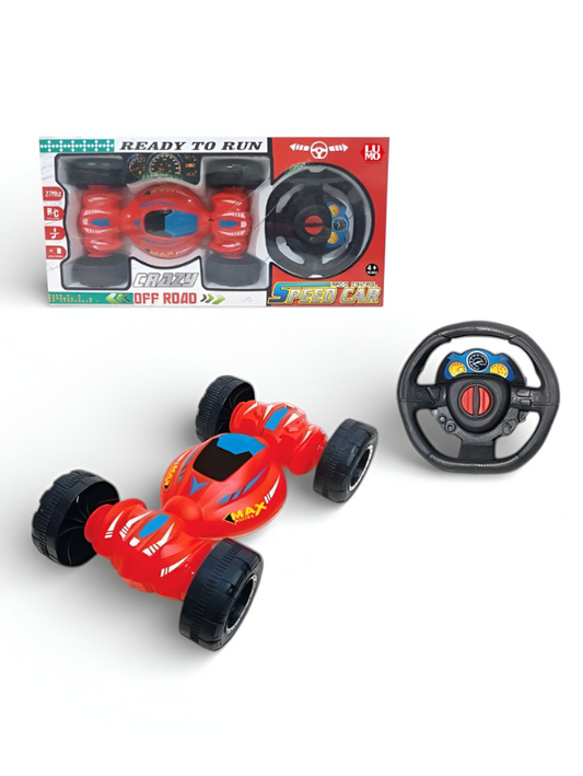 Remote Control Stunt Car for Kids – 360° Flipping RC Off-Road Crawler, High-Speed 2.7MHz Electric Toy Car with Steering Wheel Controller for Boys & Girls – Red LMI15743