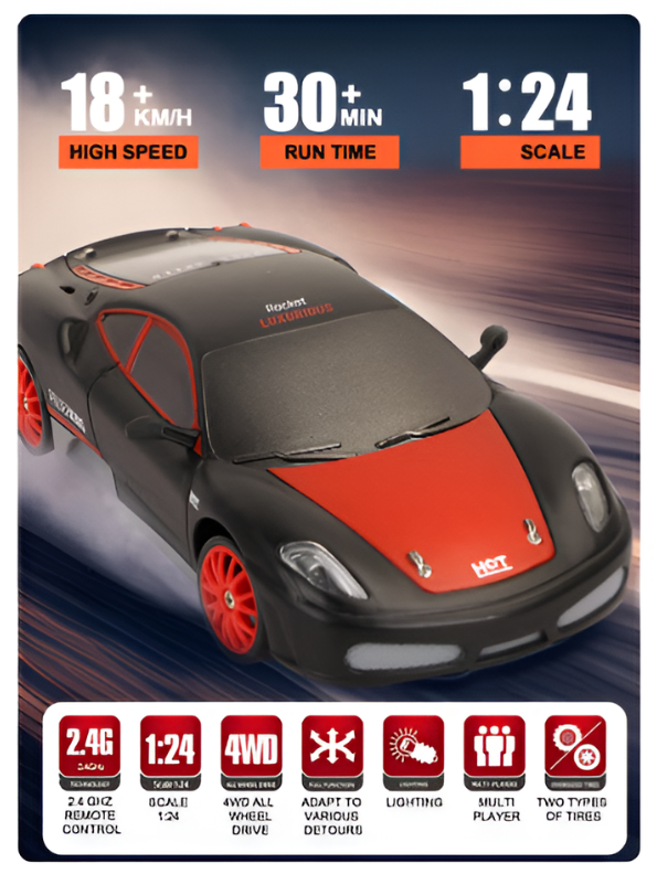 4WD RC Drift Car - 15+ KM/H High Speed Remote Control Racing Car NX16777