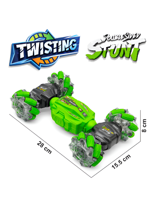 4WD RC Twisting Stunt Car – Dual-Control (Hand Gesture & Remote) Toy Vehicle with Light-Up Mecanum Wheels & Music LMI14635
