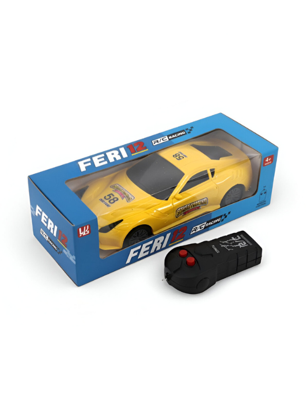 FERI 12 Remote Control Racing Car for Kids – 27MHz Yellow Sports Car Toy with Full Function Radio Control – Fast Street Racing RC Car Gift for Boys and Girls Ages 4+ LMI15805