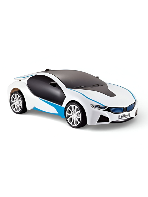 Remote Control BMW i8 Style Toy Car - 1:18 Scale RC Famous Car with Radio Control & 3D Lighting - White & Blue Sports Car for Kids Ages 3+ LMI7663