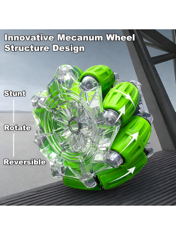 4WD RC Twisting Stunt Car – Dual-Control (Hand Gesture & Remote) Toy Vehicle with Light-Up Mecanum Wheels & Music LMI14635