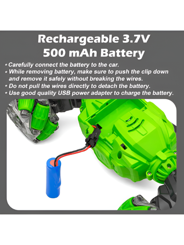 4WD RC Twisting Stunt Car – Dual-Control (Hand Gesture & Remote) Toy Vehicle with Light-Up Mecanum Wheels & Music LMI14635