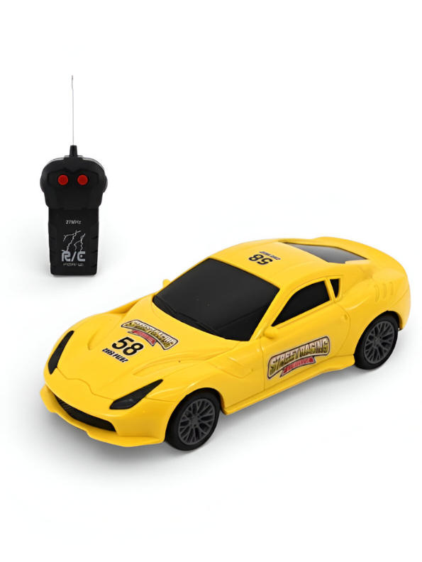 FERI 12 Remote Control Racing Car for Kids – 27MHz Yellow Sports Car Toy with Full Function Radio Control – Fast Street Racing RC Car Gift for Boys and Girls Ages 4+ LMI15805