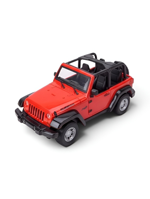 Remote Control Jeep Toy Car for Kids - 1:22 Scale Red Off-Road RC Crawler Model with 3.7V Rechargeable Battery and Steering Remote, Open-Top Wrangler Style Toy For Kids LMI8550