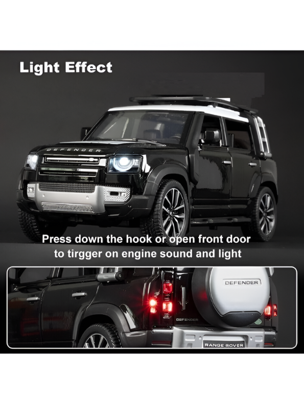 Land Rover Defender 110 RC Diecast Car Scale 1:24 – Black Remote Control Off-Road 4x4 SUV Model with Realistic Detail & All-Terrain Performance TV6646