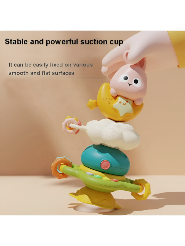 Rabbit Stacking Suction Musical Toy Spinner for Babies – Rattle, Montessori Educational Learning Toy NX15659.