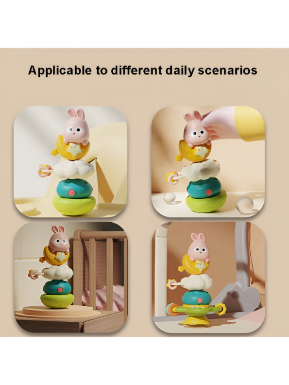Rabbit Stacking Suction Musical Toy Spinner for Babies – Rattle, Montessori Educational Learning Toy NX15659.