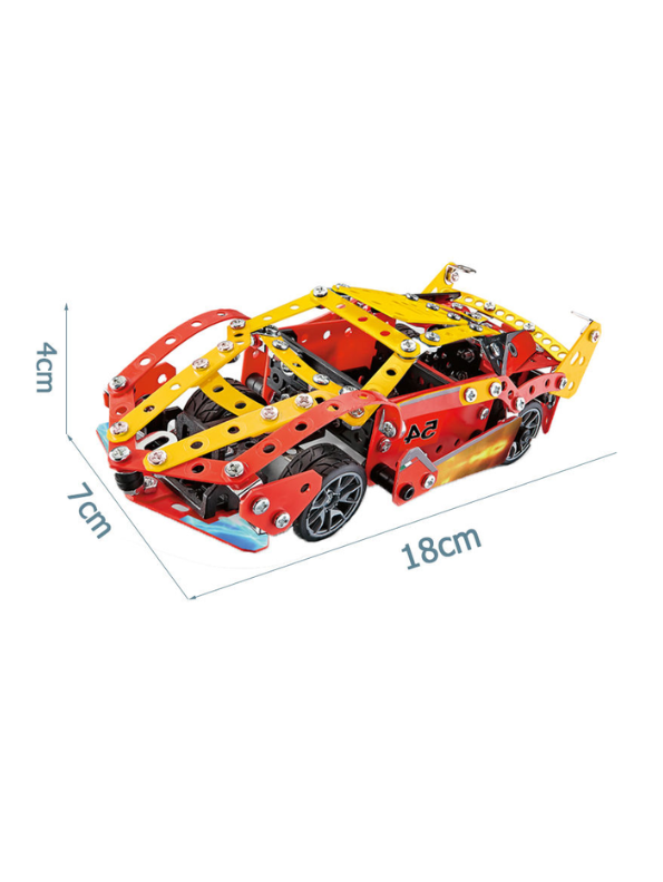 Race Car Metal Model Kit – DIY 370 PCS Advanced Engineering Toy Set For Kids LMI13729.