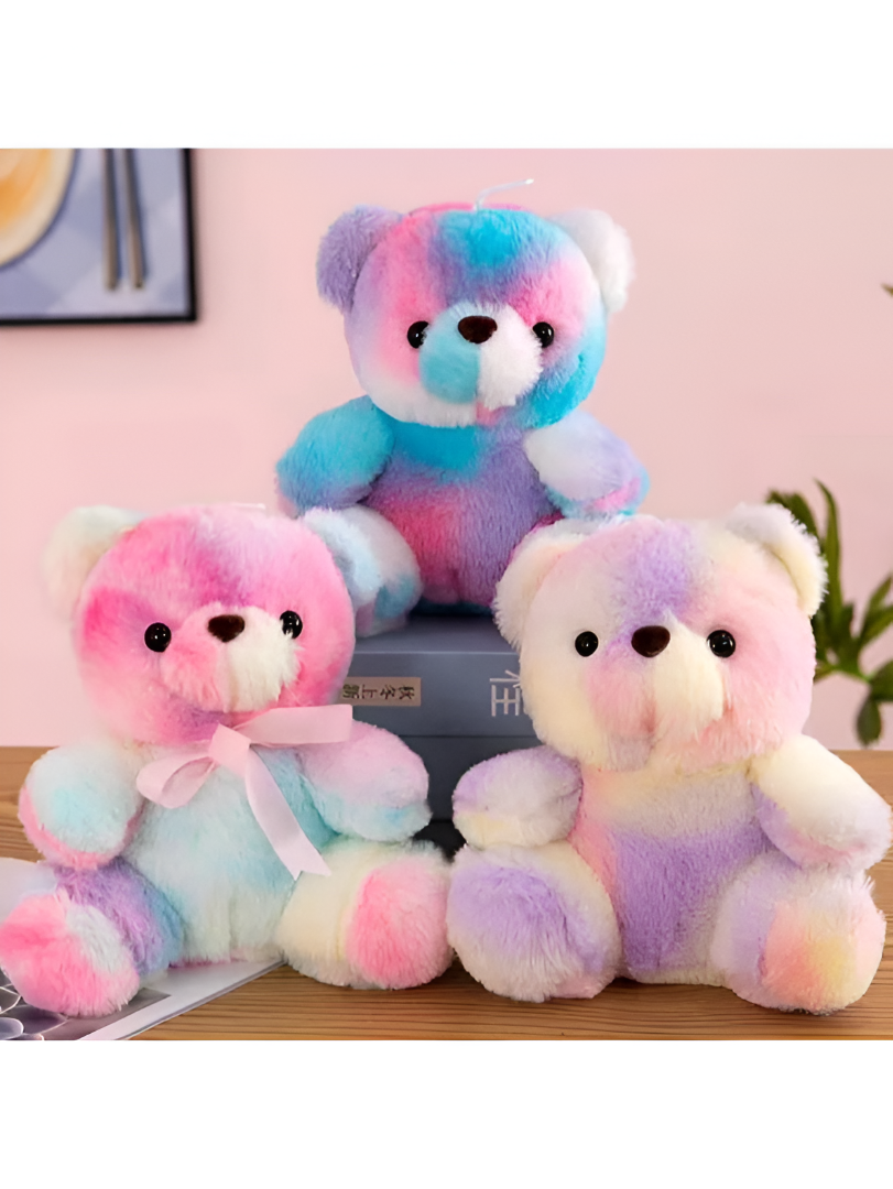 Rainbow Teddy Bear Plush – 8 Inch Soft & Cuddly Stuffed Animal Toy LMI11103.