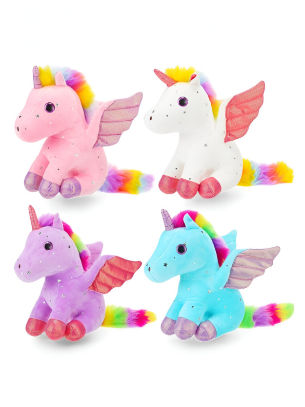 Turquoise - Rainbow Unicorn Plushie – 8-inch Unicorn Stuffed Animal with Rainbow Mane, Wings, and Sparkles LMI11550.