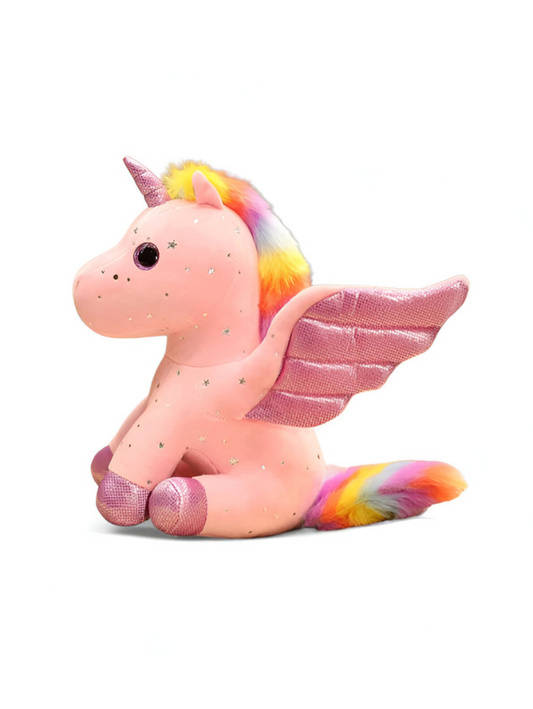 Pink - Rainbow Unicorn Plushie – 8-inch Unicorn Stuffed Animal with Rainbow Mane, Wings, and Sparkles LMI11550.