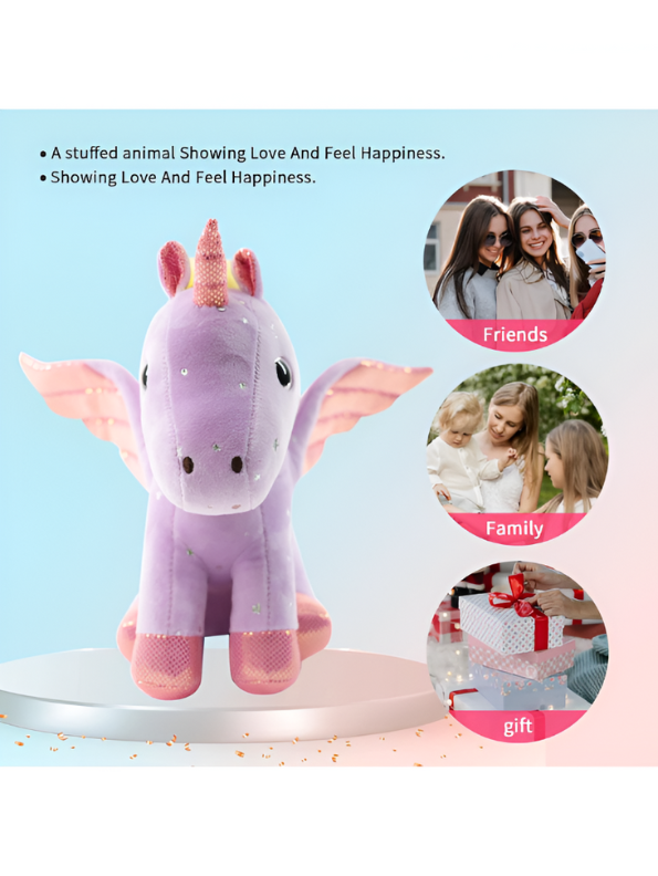 Lavender - Rainbow Unicorn Plushie – 8-inch Unicorn Stuffed Animal with Rainbow Mane, Wings, and Sparkles LMI11550.