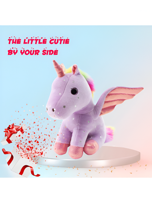 Lavender - Rainbow Unicorn Plushie – 8-inch Unicorn Stuffed Animal with Rainbow Mane, Wings, and Sparkles LMI11550.