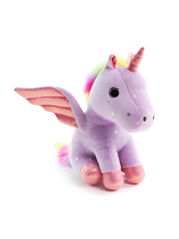 Lavender - Rainbow Unicorn Plushie – 8-inch Unicorn Stuffed Animal with Rainbow Mane, Wings, and Sparkles LMI11550.