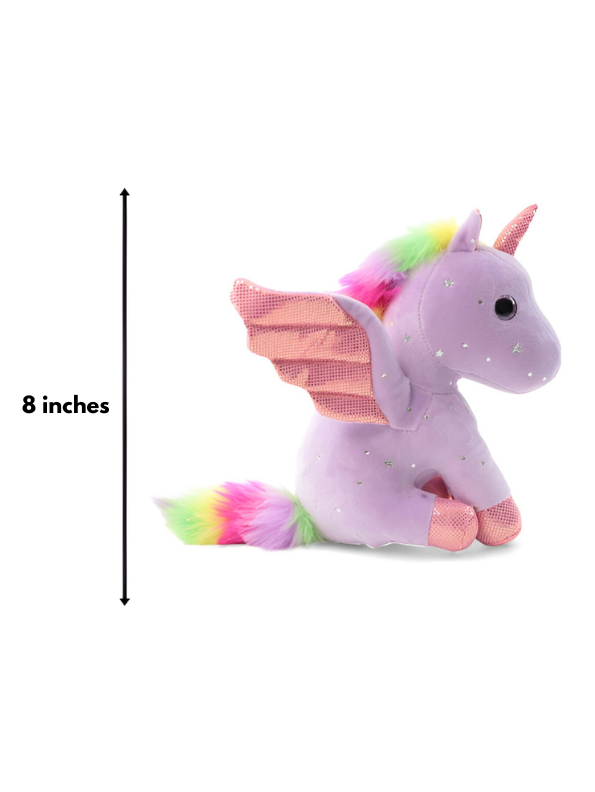 Lavender - Rainbow Unicorn Plushie – 8-inch Unicorn Stuffed Animal with Rainbow Mane, Wings, and Sparkles LMI11550.