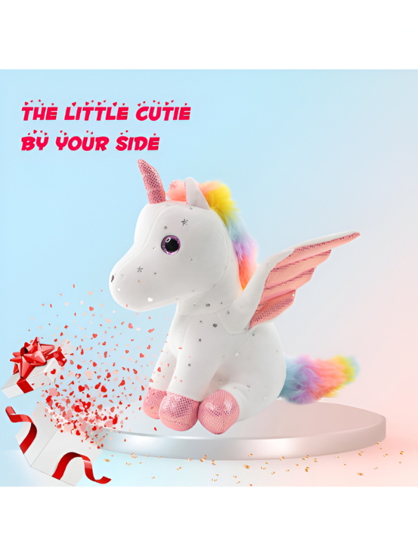 Rainbow Unicorn Plushie – 8-inch Unicorn Stuffed Animal with Rainbow Mane, Wings, and Sparkles LMI11550.