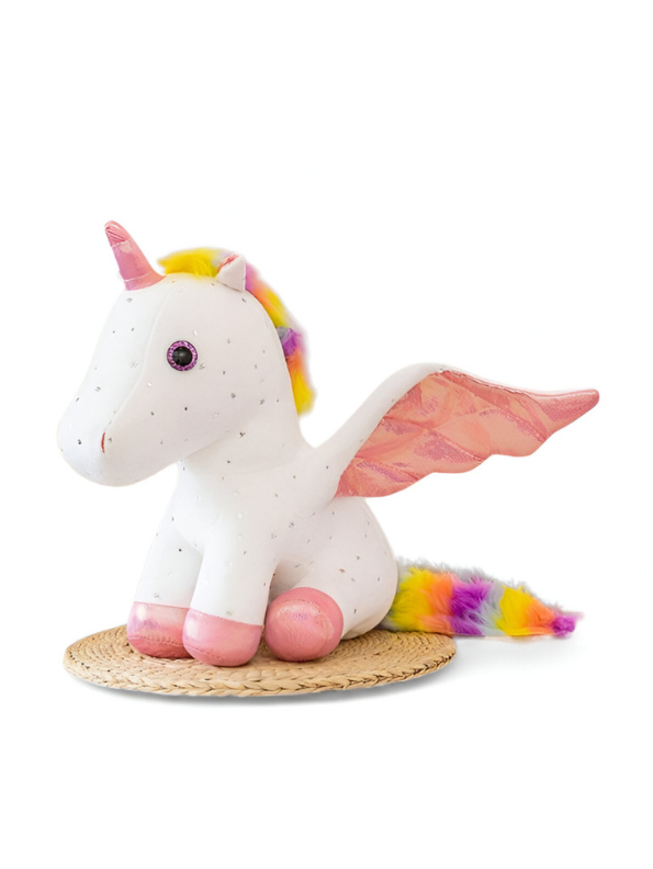 Rainbow Unicorn Plushie – 8-inch Unicorn Stuffed Animal with Rainbow Mane, Wings, and Sparkles LMI11550.