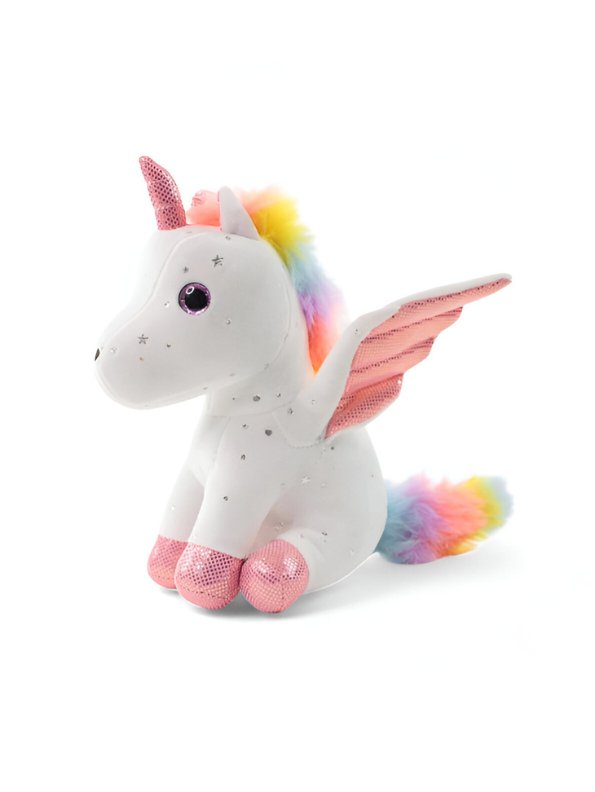 Rainbow Unicorn Plushie – 8-inch Unicorn Stuffed Animal with Rainbow Mane, Wings, and Sparkles LMI11550.