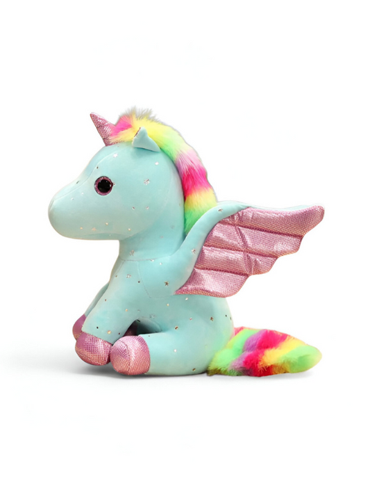 Turquoise - Rainbow Unicorn Plushie – 8-inch Unicorn Stuffed Animal with Rainbow Mane, Wings, and Sparkles LMI11550.