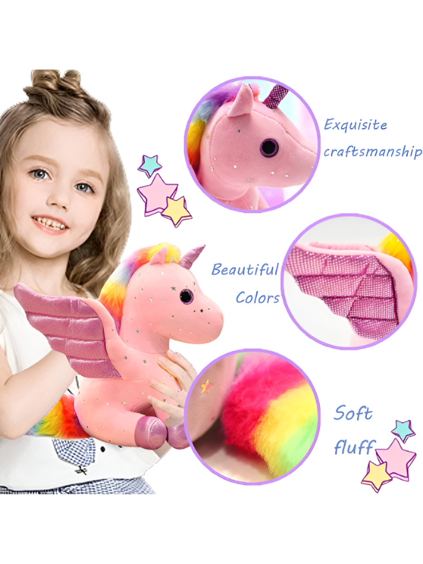 Pink - Rainbow Unicorn Plushie – 8-inch Unicorn Stuffed Animal with Rainbow Mane, Wings, and Sparkles LMI11550.