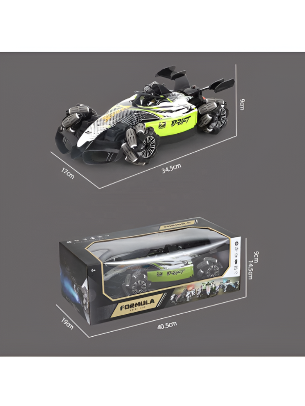 Ralleyz Formula Drift RC Stunt Car – 2.4GHz High-Speed Remote Control Racer with Mecanum Wheels Grey LMI14636.