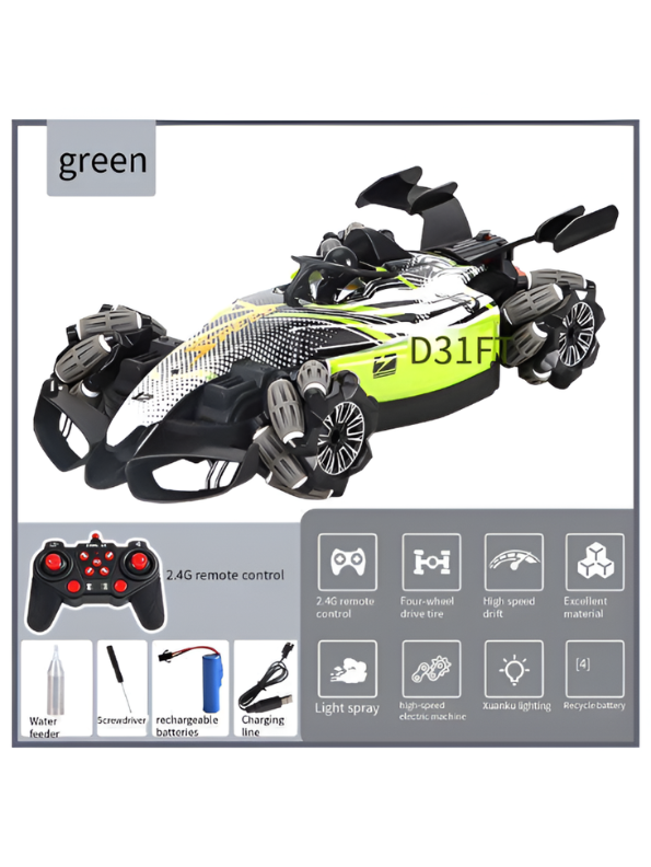 Ralleyz Formula Drift RC Stunt Car – 2.4GHz High-Speed Remote Control Racer with Mecanum Wheels Grey LMI14636.