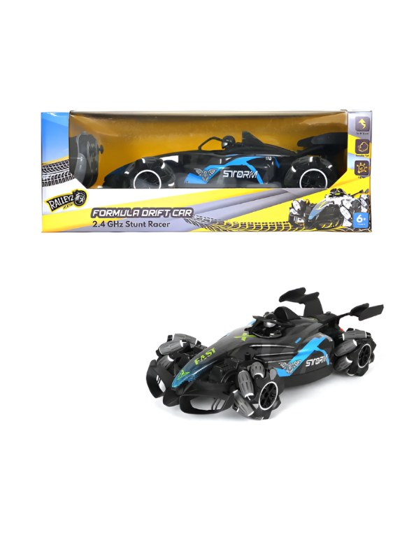 Ralleyz Formula Drift RC Stunt Car – 2.4GHz High-Speed Remote Control Racer with Mecanum Wheels Blue LMI14636.