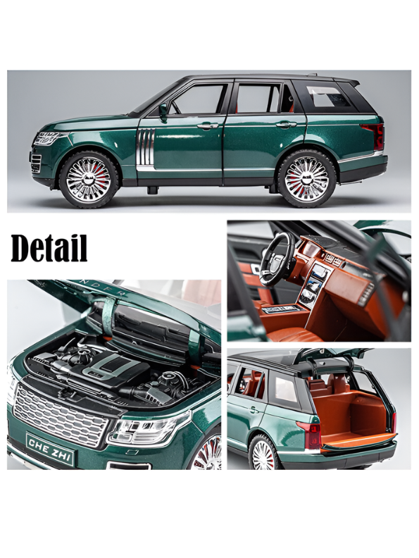 Range Rover Defender Diecast Car 1:24 Scale with Steerable Wheels & Suspension Green TV2640.