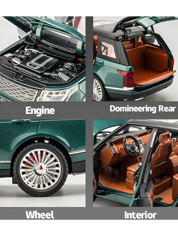 Range Rover Defender Diecast Car 1:24 Scale with Steerable Wheels & Suspension Green TV2640.