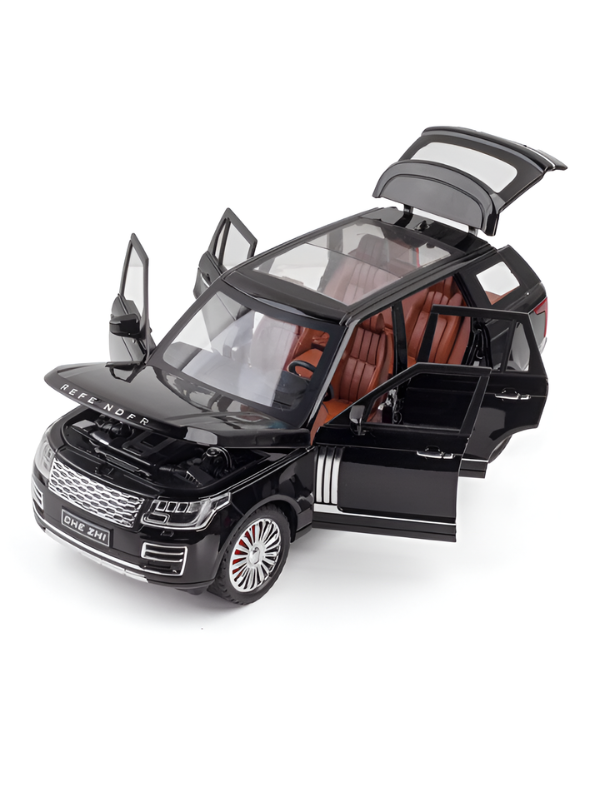 Range Rover Defender Diecast Car 1:24 Scale with Steerable Wheels & Suspension Black TV2640.