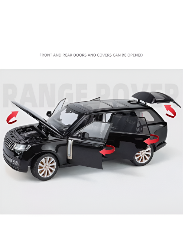Range Rover Diecast Toy Car - Black 1:24 Scale Metal SUV with Sound & Light Effects LMI16846