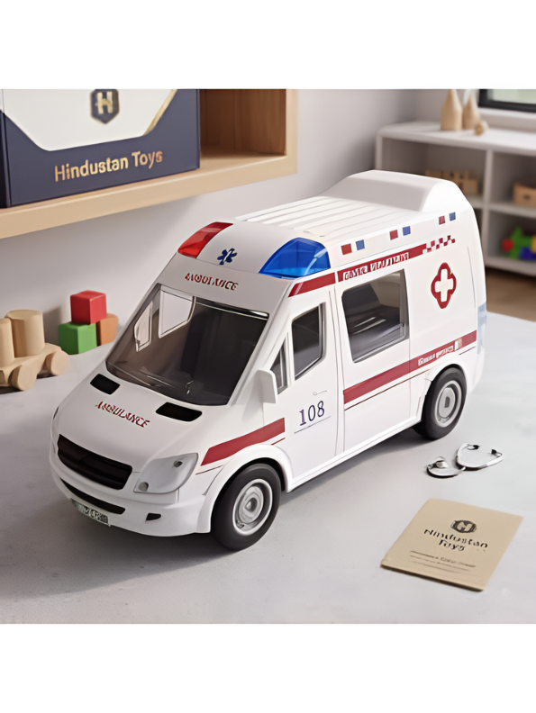 Realistic 108 Emergency Ambulance Toy Car – Pull-Back Van LMI13446