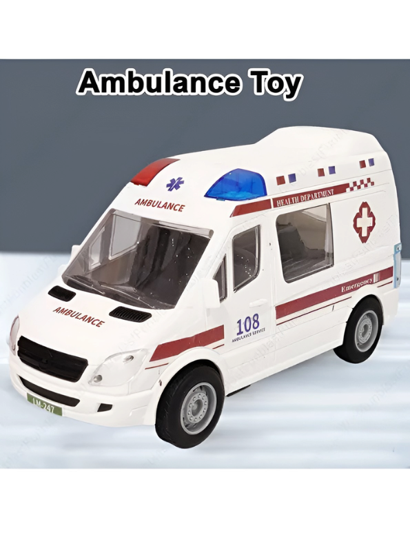 Realistic 108 Emergency Ambulance Toy Car – Pull-Back Van LMI13446